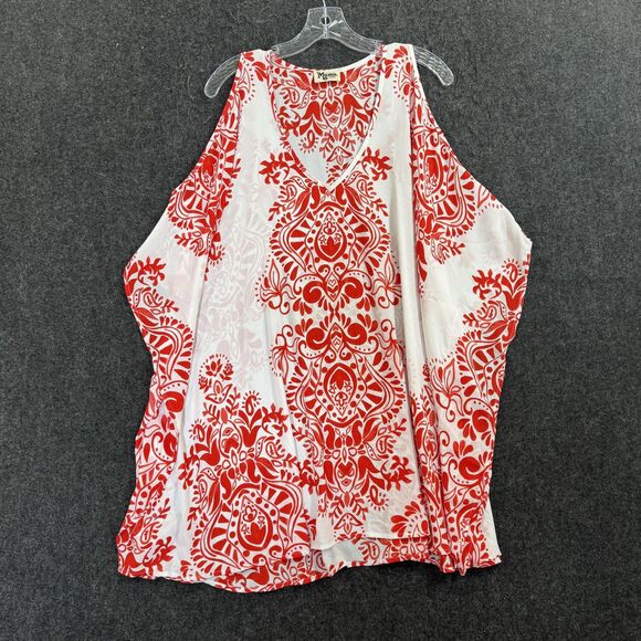 Show Me Your MuMu Tops - Show Me Your Mumu Peta Boo Blouse Tunic Women's Large Red Peta-Boo Floral